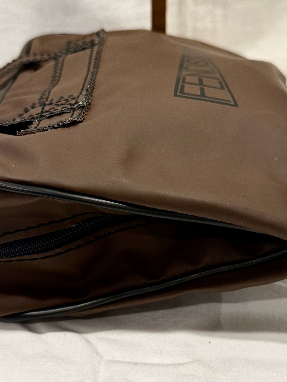 Vintage Fendissime Brown Coated Nylon Small Duffle Handbag - Picture 7 of 9